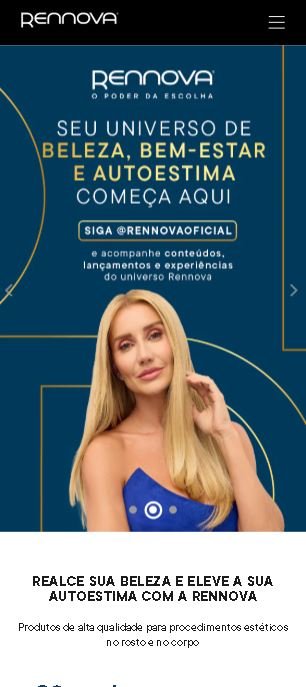 Site de beleza e estética com apresentação da marca